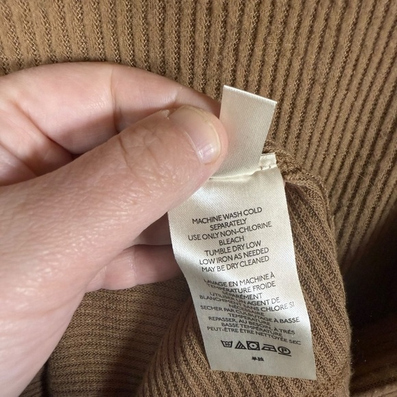 Free People Juicy Light Brown Ribbed Knit Cowl Neck Sweater Camel Small - Picture 9 of 15